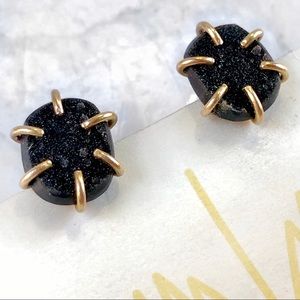 Melissa Joy Manning Blk Druzy & 14k Stud Earrings